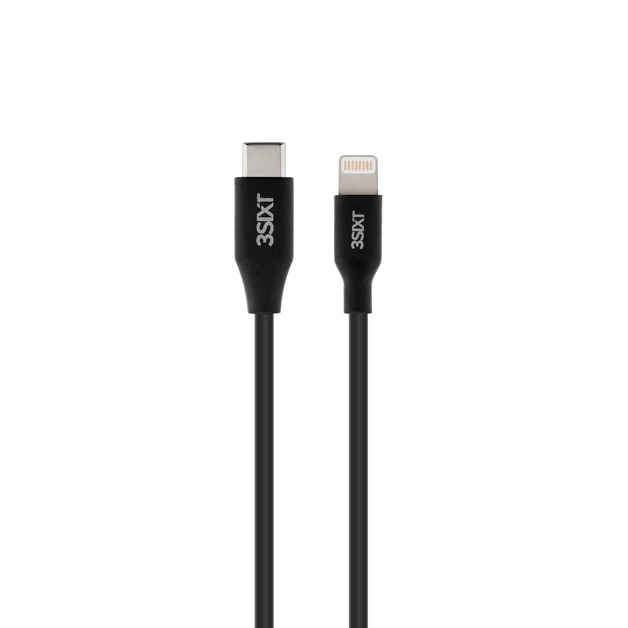 3SIXT Charge & Sync Cable USB-C to Lightning | Black | 2m