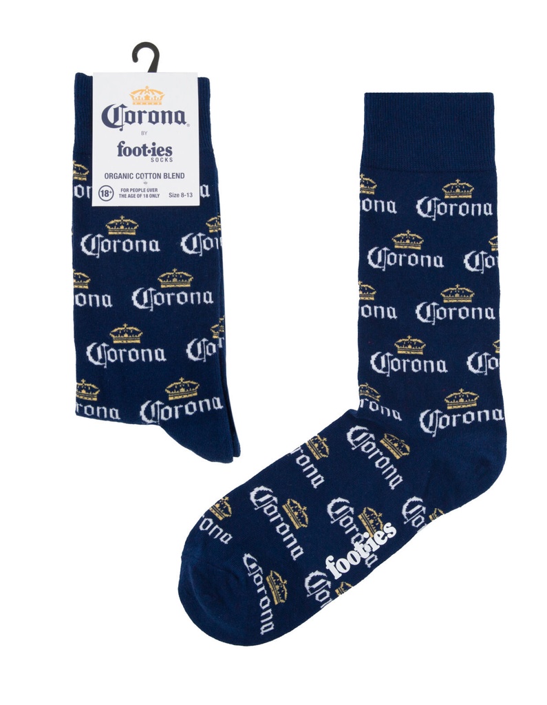 Foot-ies Corona Organic Cotton Socks Corona Logo Navy Size 8 to 13