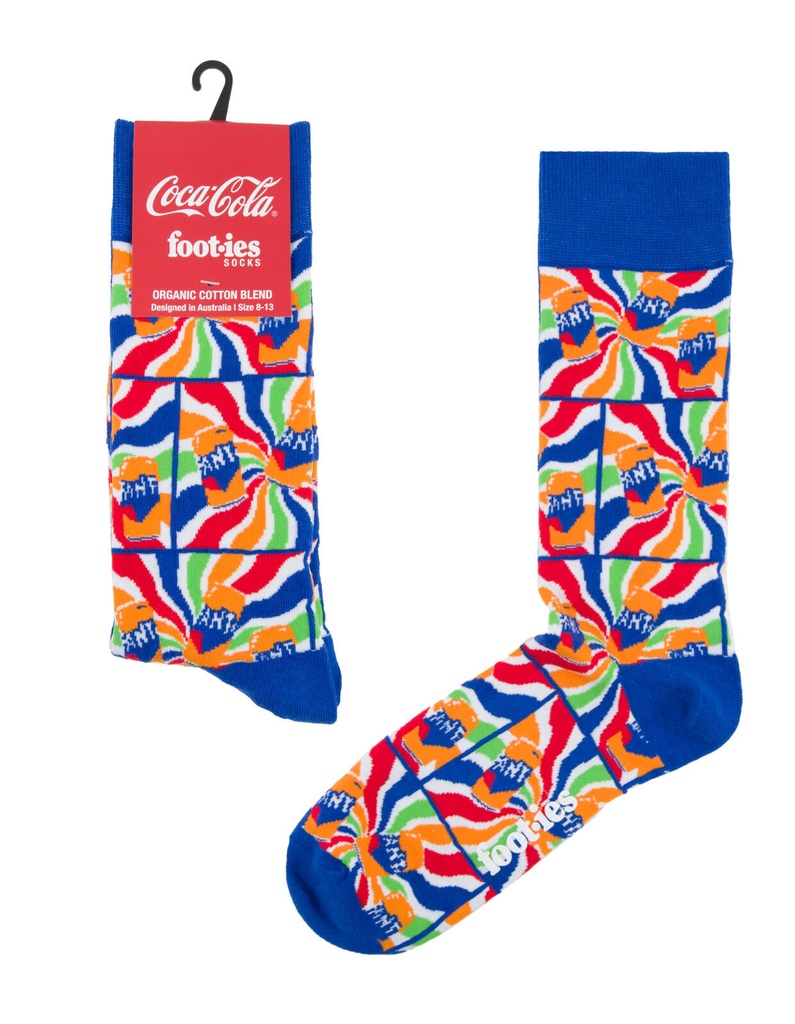 Foot-ies Fanta Organic Cotton Socks 70's Blue/Orange Size 8 to 13