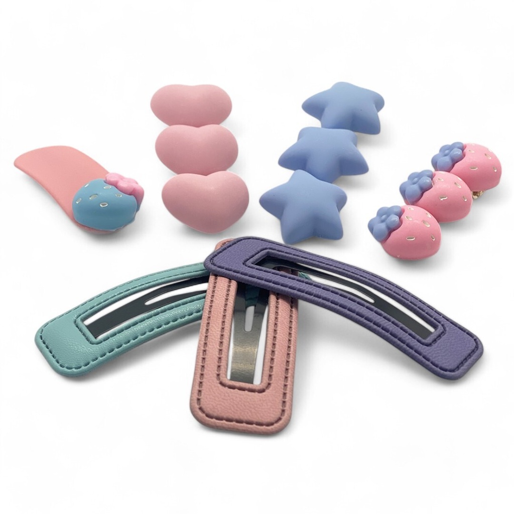 [9340457028099] Kids Hair Clips Strawberry (10 pcs)