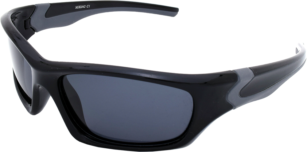 Mangrove Jacks Kids MJK042 C1 Black and Grey Rubber / Smoke Polarised Lenses