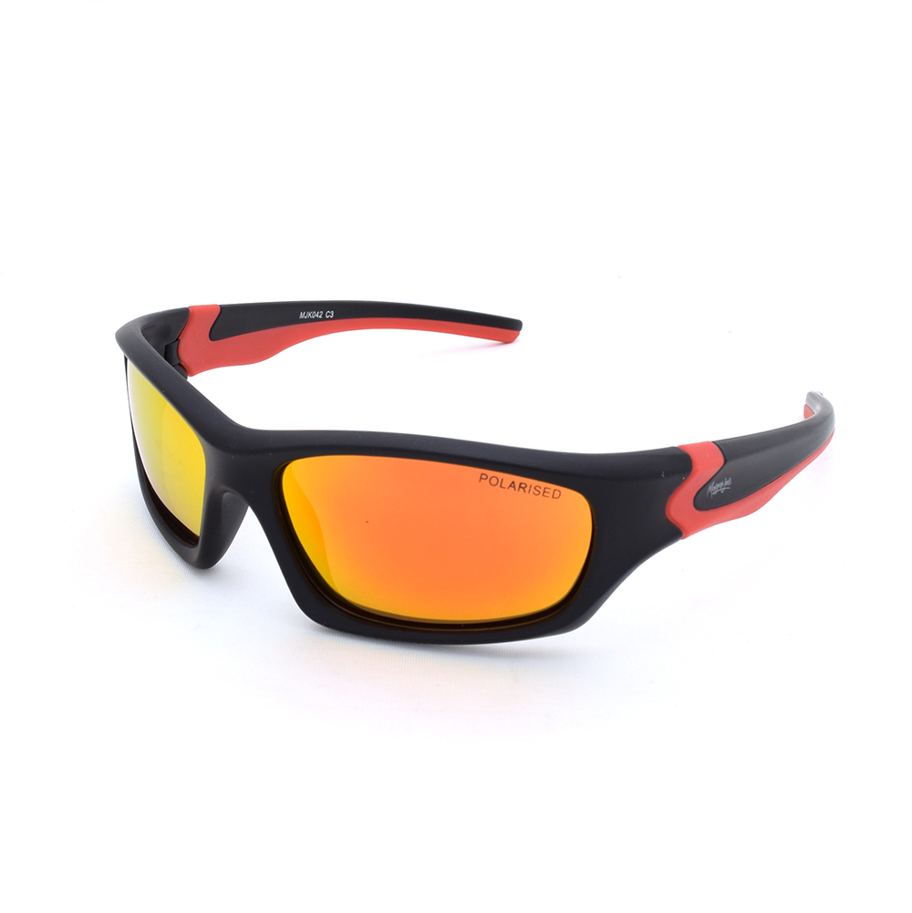 Mangrove Jacks Kids MJK042 C3 Black & Red Rubber / Red Revo Polarised Lenses