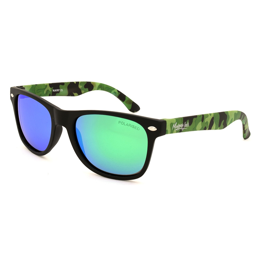 Mangrove Jacks Kids MJK067 C5 Matte Black & Matte Green Camo / Green Revo Polarised Lenses