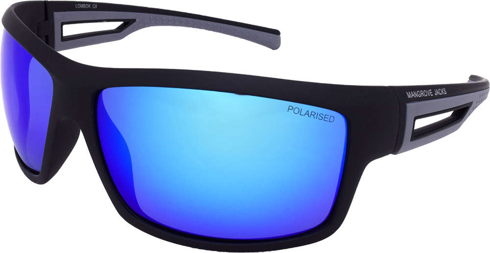 Mangrove Jacks Lombok C8 Matte Crystal Dark Brown & Matte Black / Ice Blue Revo Polarised Lenses