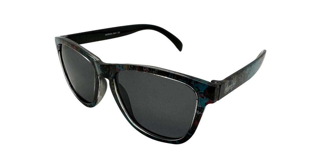Mangrove Jacks Marina Bay C6 Crystal Blue Print w Black Back Spray / Smoke Polarised Lenses