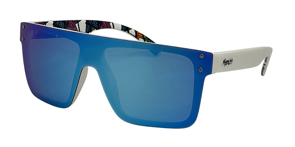 Mangrove Jacks Never Say Never C10 Shiny White / Ice Blue Revo Polarised Lenses