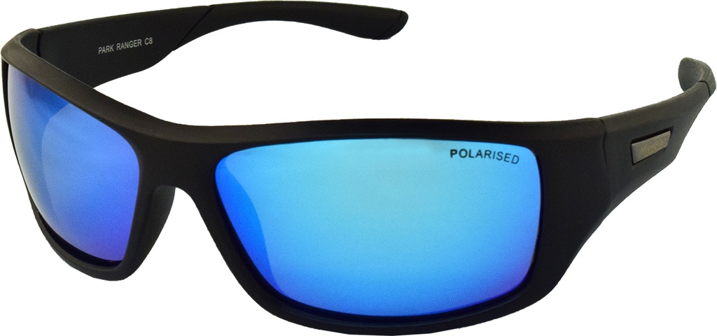 Mangrove Jacks Park Ranger C8 Matte Black / Ice Blue Revo Polarised Lenses