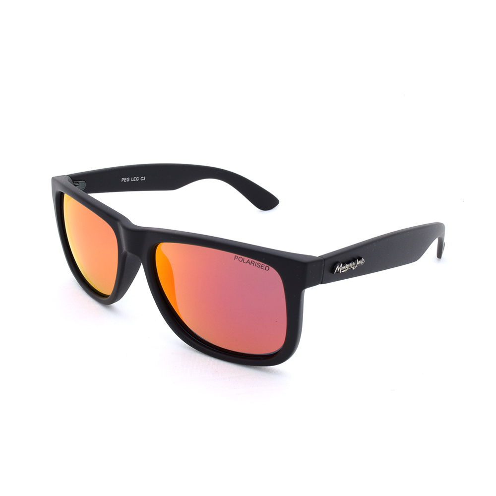 Mangrove Jacks Peg Leg C3 Matte Black / Red Revo Polarised Lenses