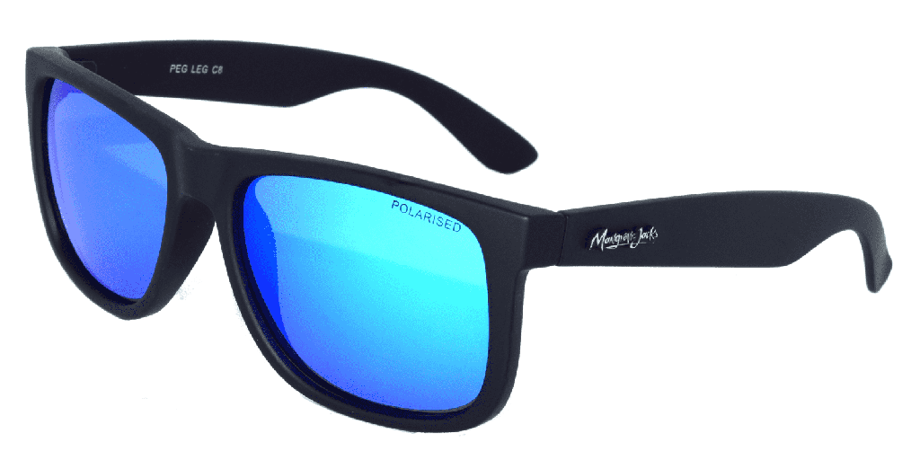 Mangrove Jacks Peg Leg C8 Matte Black / Ice Blue Revo Polarised Lenses