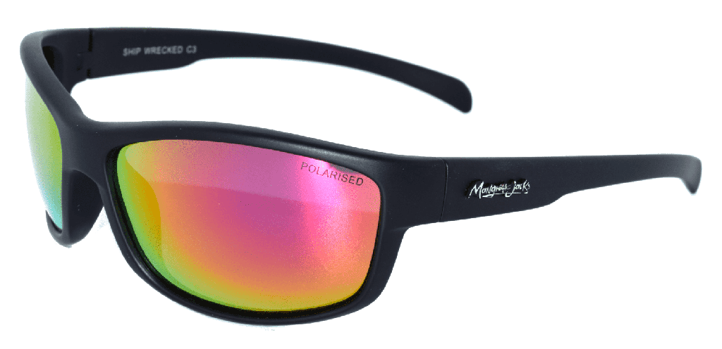 Mangrove Jacks Ship Wrecked C3 Matte Black / Red Revo Polarised Lenses