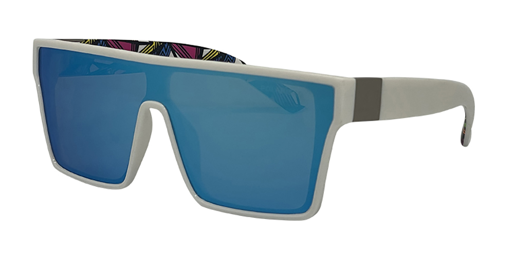 Mangrove Jacks Sin by The Sea C10 Shiny White / Ice Blue Revo Polarised Lenses