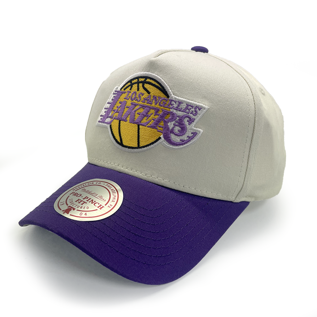 Mitchell & Ness Los Angeles Lakers Pro Pinch Evergreen White Cream/Purple OSFM
