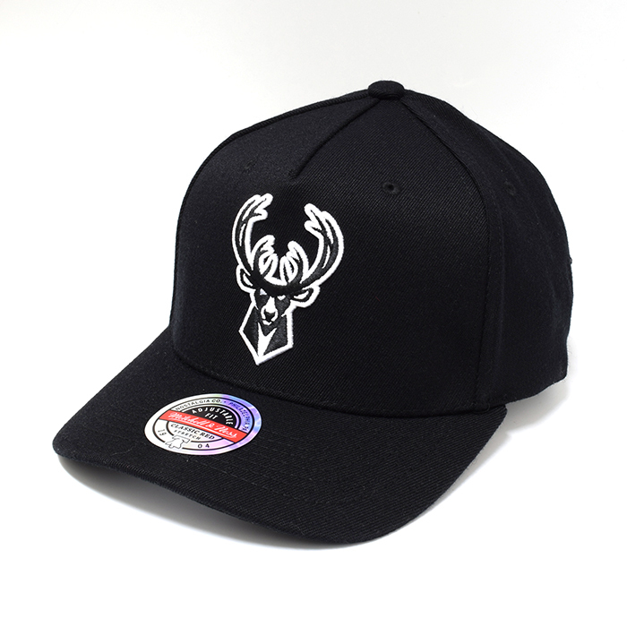 Mitchell & Ness Milwaukee Bucks NBA Blk+Wht Tm Logo Redline Black OSFM MNMB20106