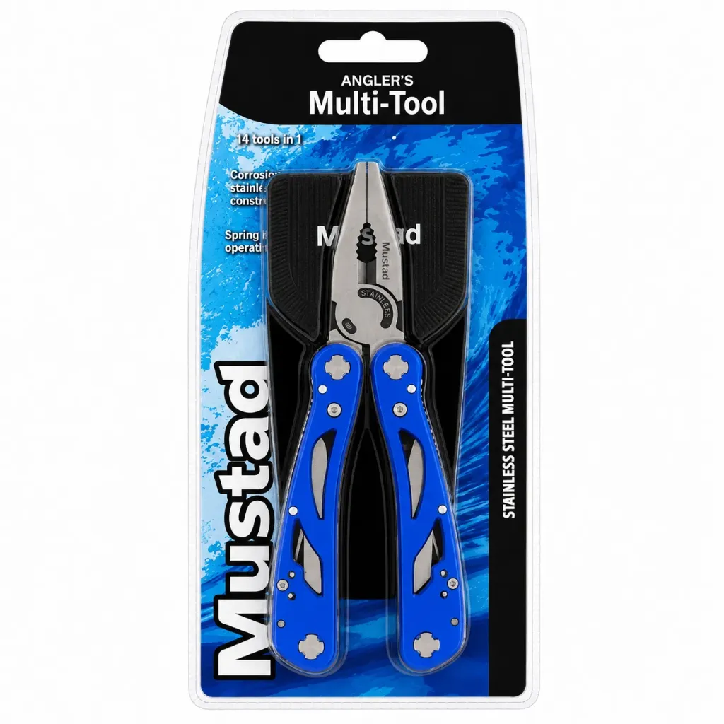 Mustad 14 in 1 Angler's Multipurpose Fishing Pliers w Pouch