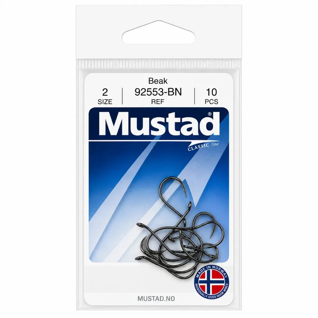 Mustad Beak Suicide Hook Black | Size 2 | 10 Pack