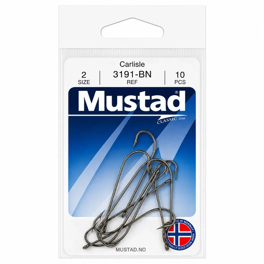 Mustad Carlisle Bait Hook Black | Size 2 | 10 Pack