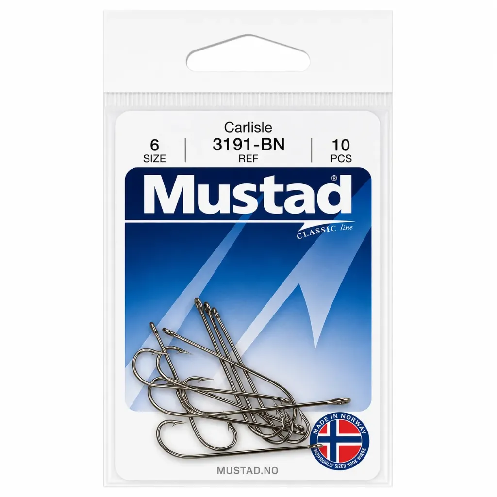Mustad Carlisle Bait Hook Black | Size 6 | 10 Pack