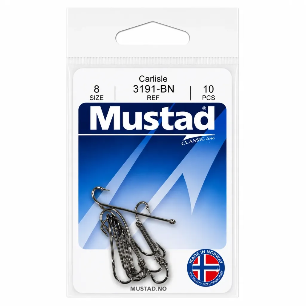 Mustad Carlisle Bait Hook Black | Size 8 | 10 Pack