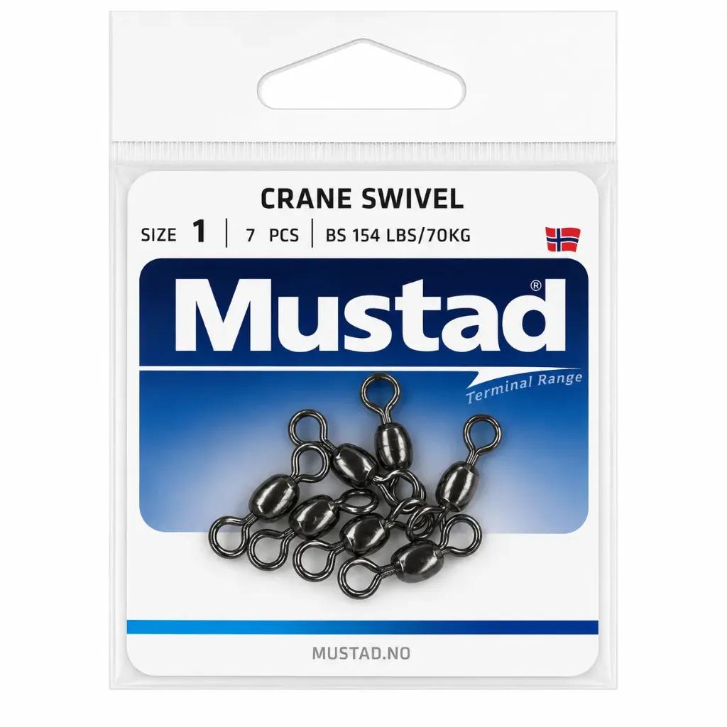 Mustad Crane Swivel | Size 1 | 154lb-70kg | 7 Pack