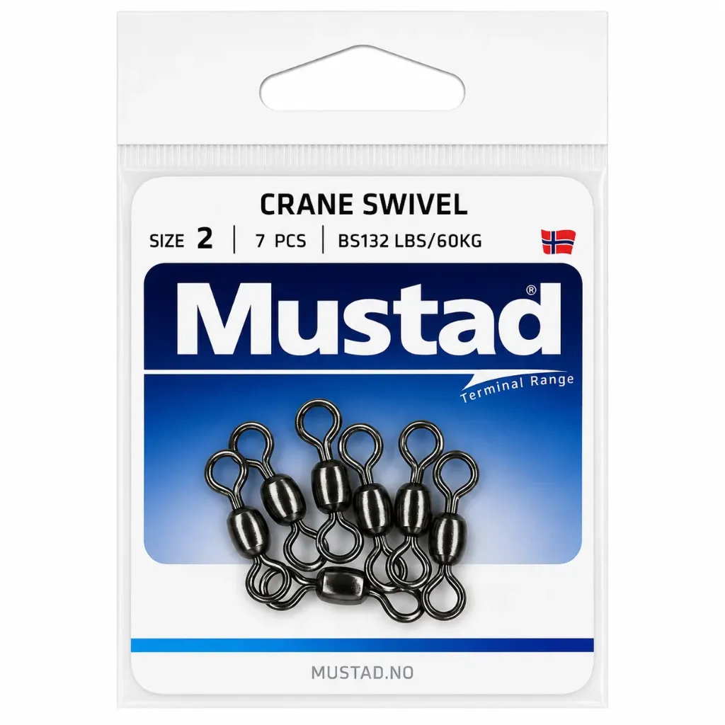 Mustad Crane Swivel | Size 2 | 132lb-60kg | 7 Pack