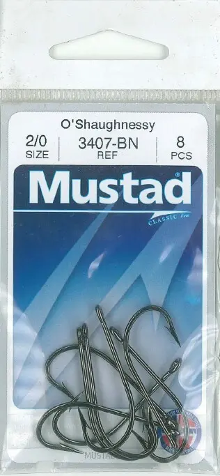 Mustad O'Shaughnessy Live Bait Hook Black | Size 2/0 | 8 Pack