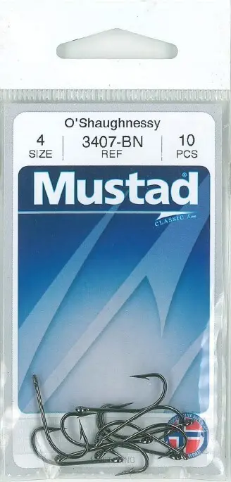 Mustad O'Shaughnessy Live Bait Hook Black | Size 4 | 10 Pack