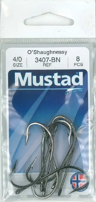 Mustad O'Shaughnessy Live Bait Hook Black | Size 4/0 | 8 Pack