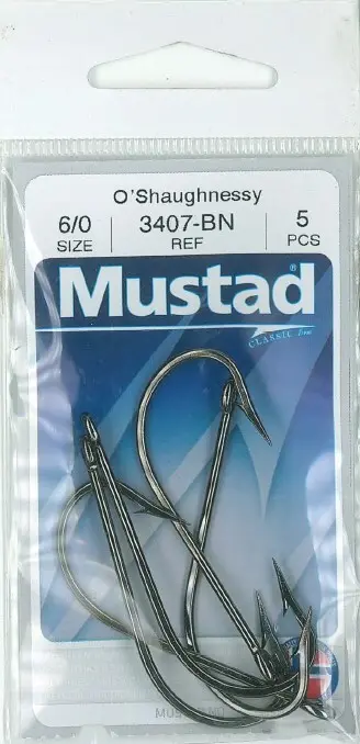 Mustad O'Shaughnessy Live Bait Hook Black | Size 6/0 | 5 Pack