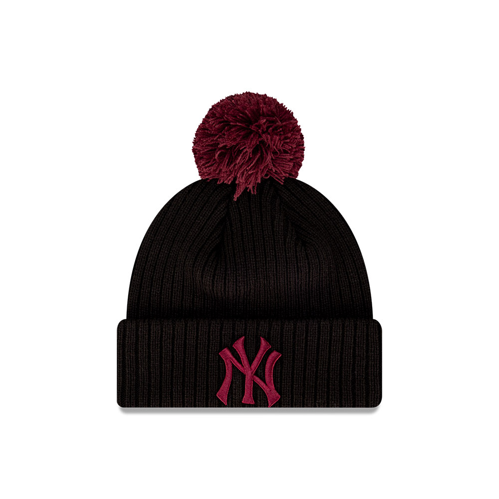 [197884204805] New Era New York Yankees Beanie Pom Pom Black/Maroon OSFM