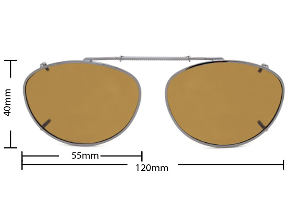 Stalkers Clip On Size 5 Silver Frame / Brown Polarised Lenses