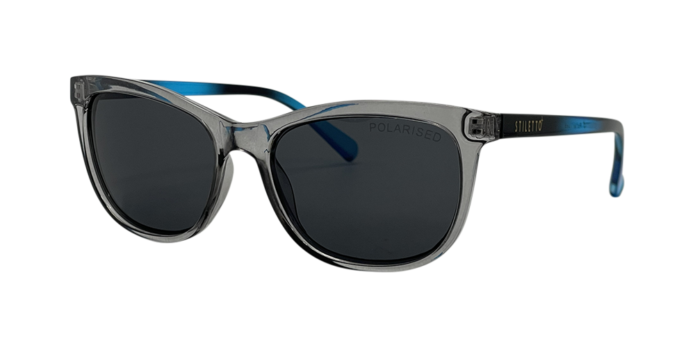 [9340457028730] Stiletto Ariel C9 Crystal Dark Smoke w Blue Fade / Smoke Polarised Lenses