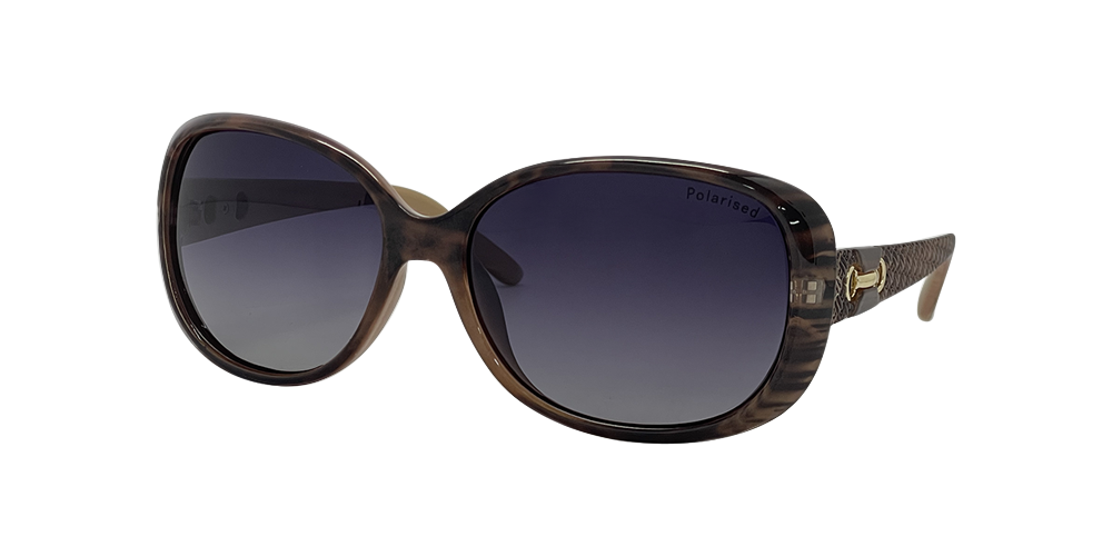 [9340457028631] Stiletto Ava C4 Crystal w Gold Stripe / Smoke Gradient Polarised Lenses