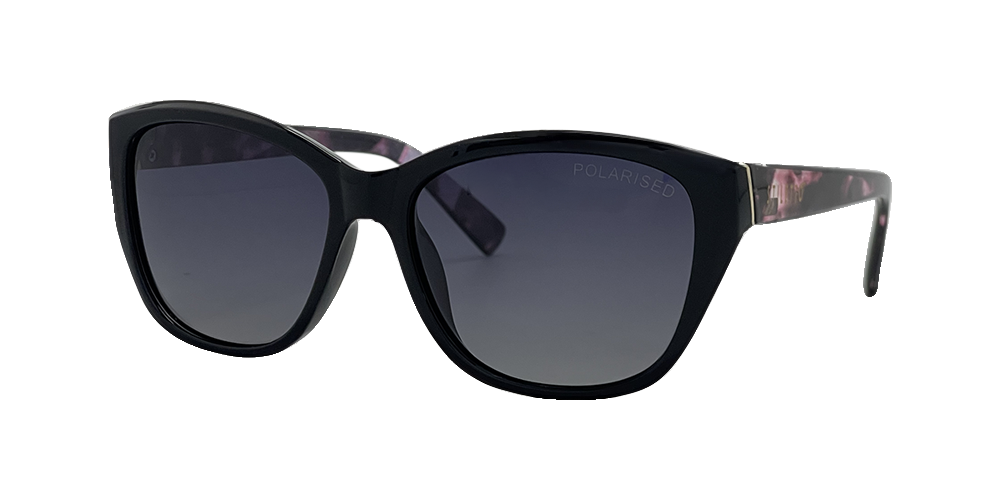 Stiletto Coral C5 Shiny Black w Demi Purple / Smoke Gradient Polarised Lenses