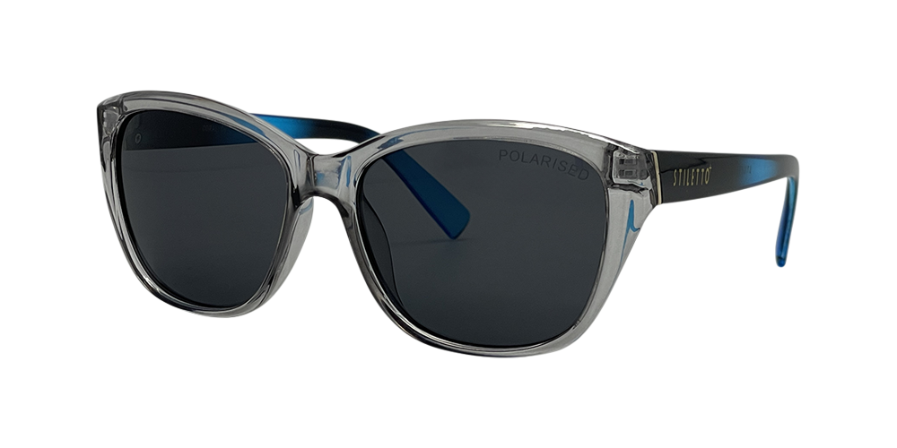 Stiletto Coral C9 Crystal Dark Smoke w Blue Fade / Smoke Polarised Lenses