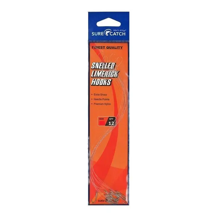 SureCatch Snelled Limerick Hook Rig | Size 6 | 12 Pack