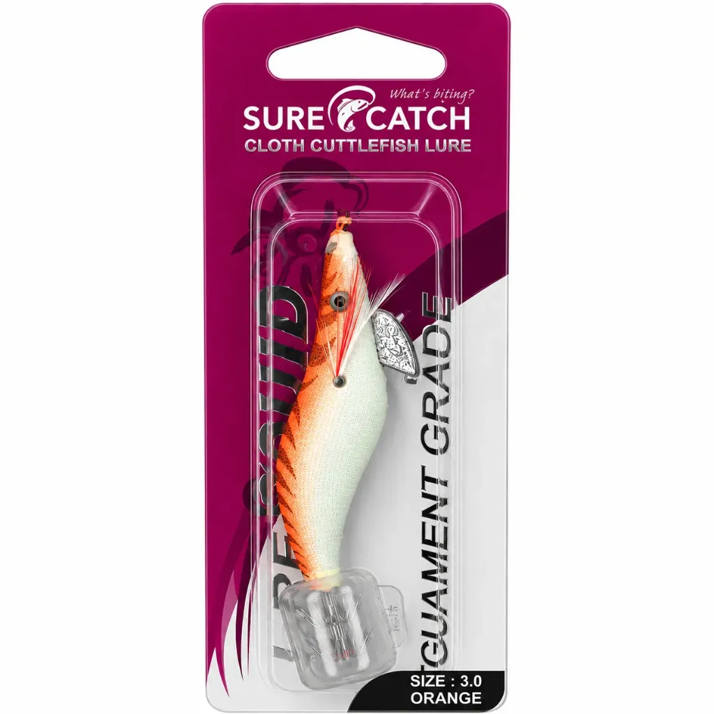 SureCatch Squid Jig Lure Orange | Size 3.0