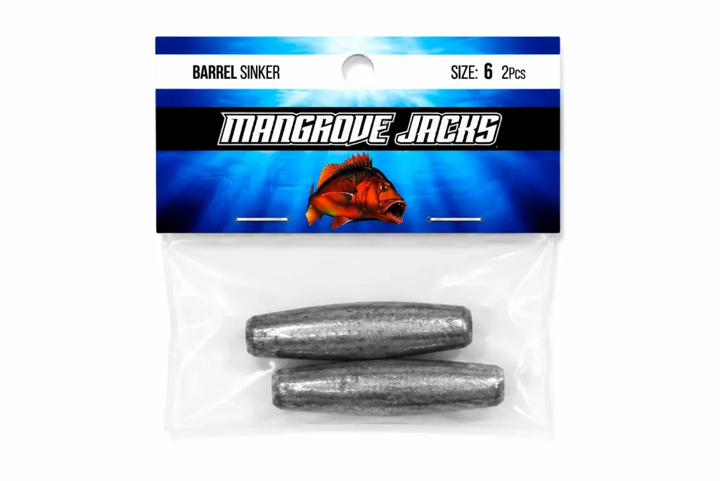 Mangrove Jacks Barrel Sinker | Size 6 | 2 Pack