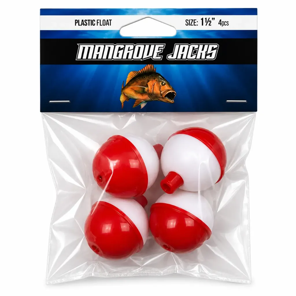 Mangrove Jacks Plastic Float Red & White | 1 1/2" | 4 Pack