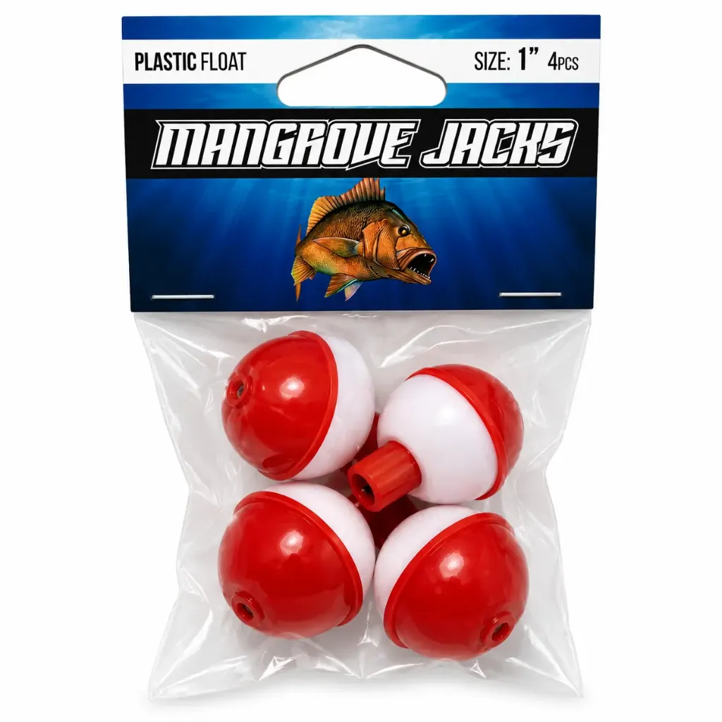 Mangrove Jacks Plastic Float Red & White | 1" | 4 Pack