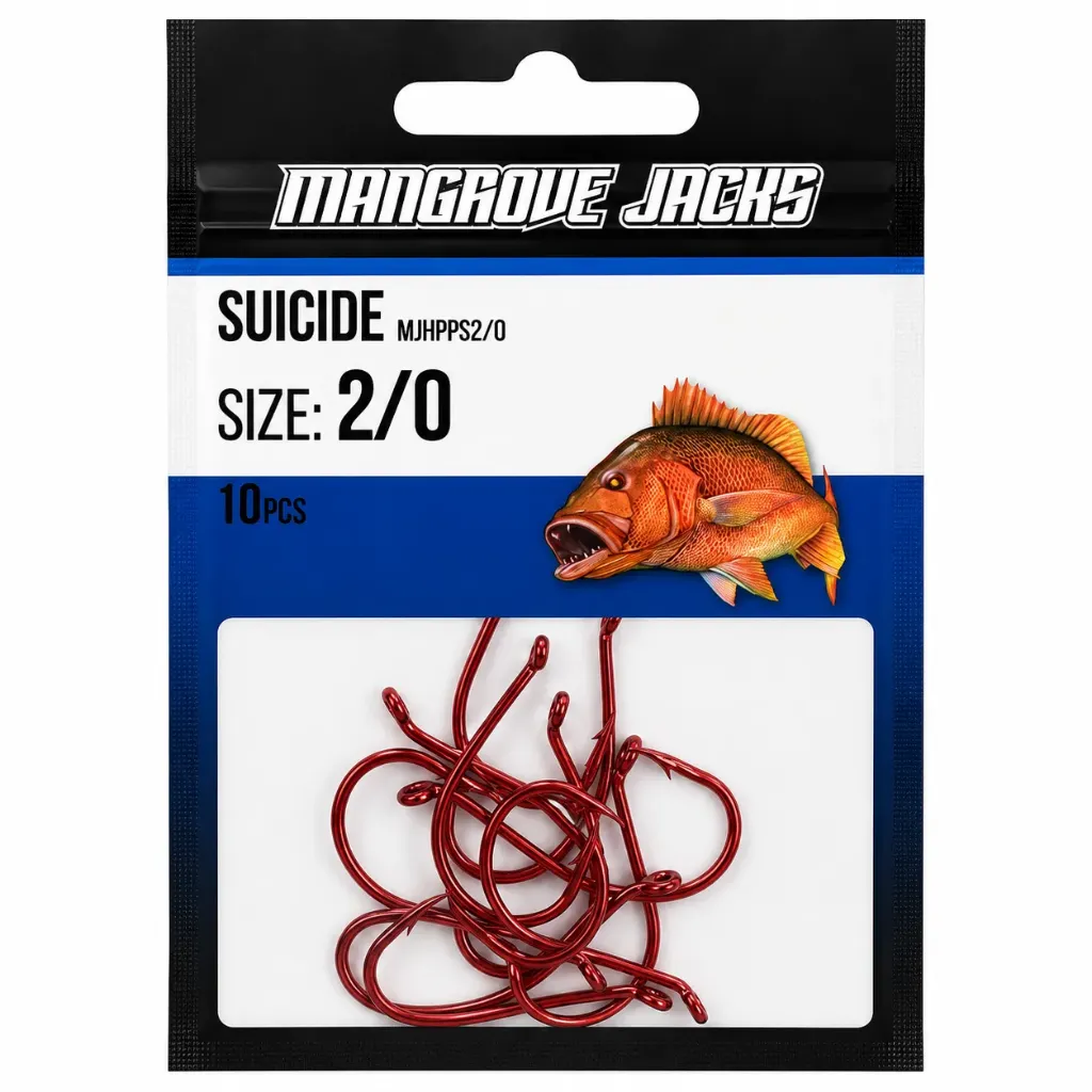 Mangrove Jacks Suicide Hook Red | Size 2/0 | 10 Pack