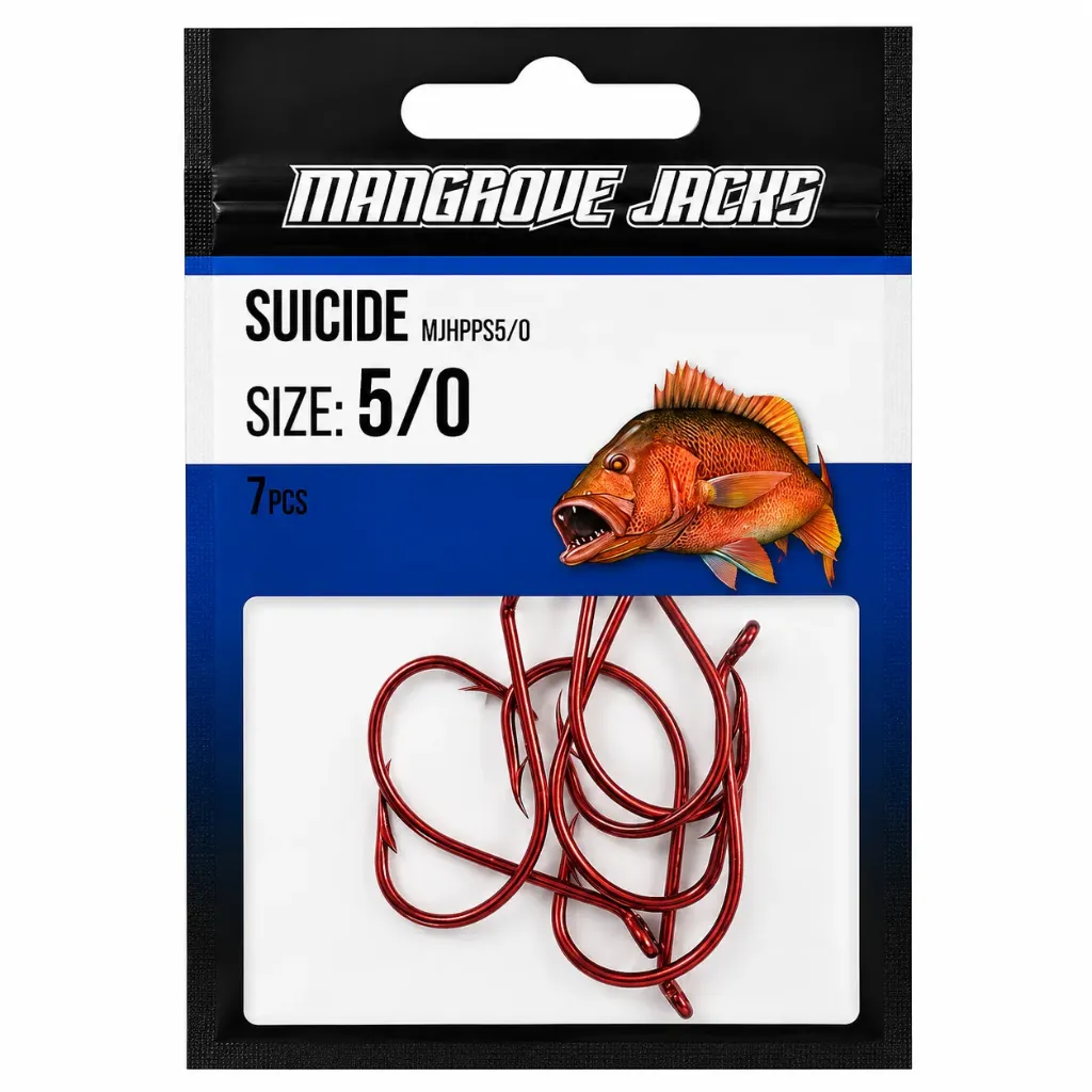 Mangrove Jacks Suicide Hook Red | Size 5/0 | 7 Pack
