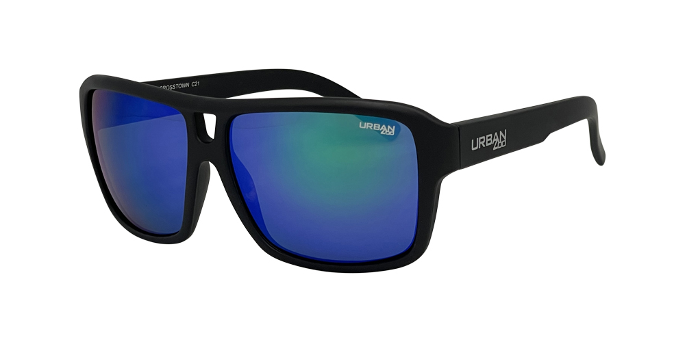Urban Zoo Crosstown C21 Matte Black / Smoke w Green Revo Lenses