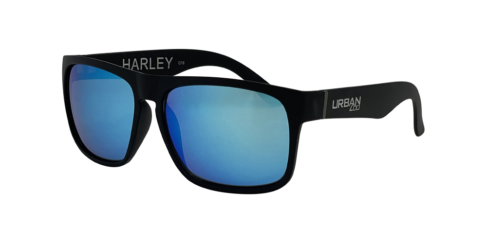 Urban Zoo Harley C18 Matte Black / Ice Blue Revo Lenses