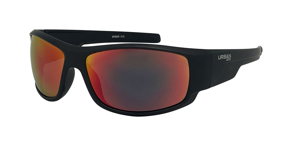 Urban Zoo Spider C13 Matte Black / Smoke w Red Revo Lenses