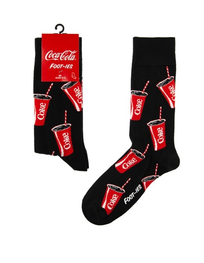 [9358517032986] Foot-ies Coca-Cola Organic Cotton Socks Coke Summer Cup Black Size 8 to 13