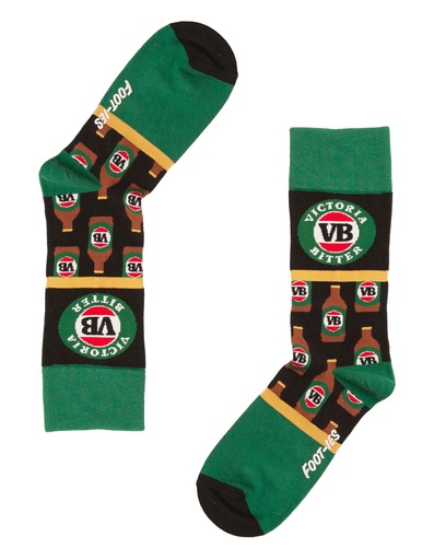 [9358517032764] Foot-ies Victoria Bitter Organic Cotton Socks Hard Earned Thirst Black/Green Size 8 to 13