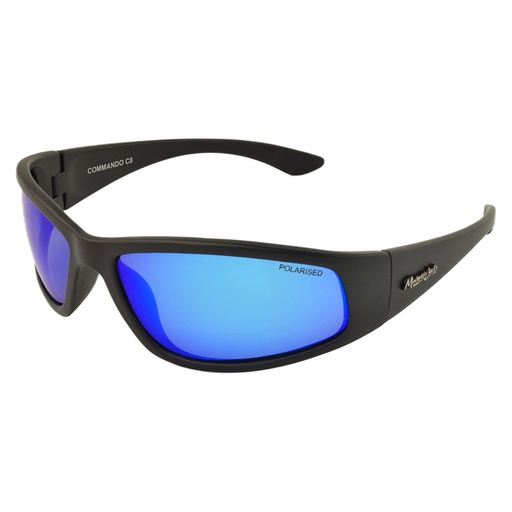 [9337217023869] Mangrove Jacks Commando C8 Matte Black / Ice Blue Revo Polarised Lenses