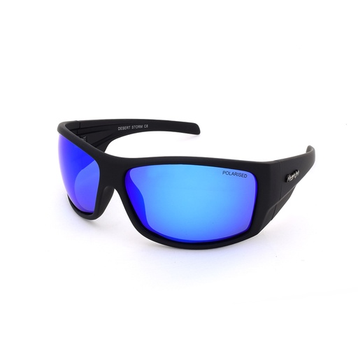 [9340457014276] Mangrove Jacks Desert Storm C8 Matte Black / Ice Blue Revo Polarised Lenses