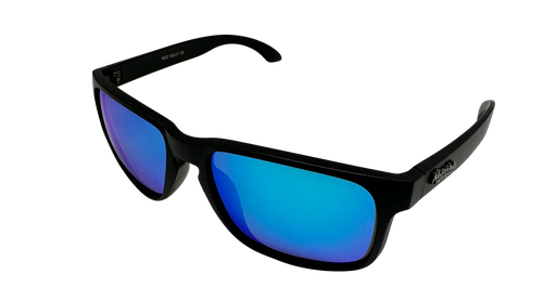 [9340457016492] Mangrove Jacks Ned Kelly C8 Matte Black / Ice Blue Revo Polarised Lenses