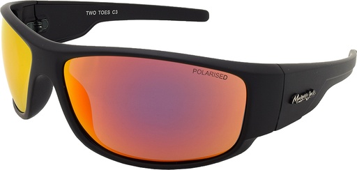 [9337217002390] Mangrove Jacks Two Toes C3 Matte Black / Red Revo Polarised Lenses
